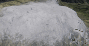 Wind blowing the snow across a mountain top on the overworld